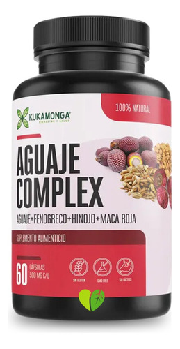 Aguaje Complex 60 Cápsulas - Fenogreco + Hinojo + Maca Roja Sabor Sin Sabor