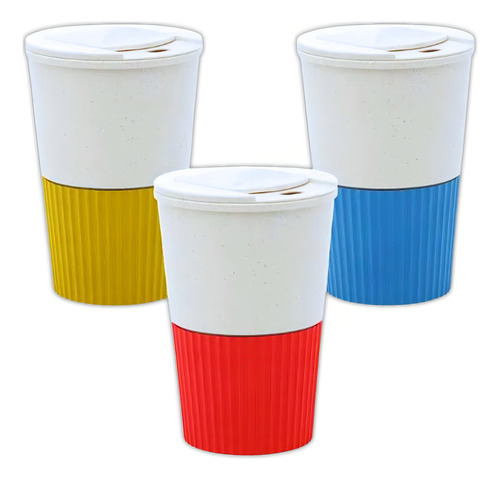 Copo Para Café De Bambu Com Tampa Estilo Starbucks Cor Azul Liso
