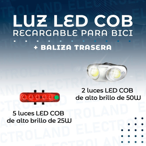 Imagen 3 de 10 de Luces Led Delantera Y Baliza Para Bici Ciclismo Seguridad