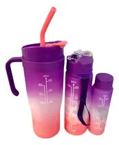 Comprar Set 3 Botellas De Estampado 2d Morado Y+regalo Agendita