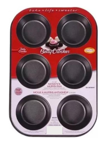 Molde X6 Muffin Bandeja Metalica Hornear Betty Crocker