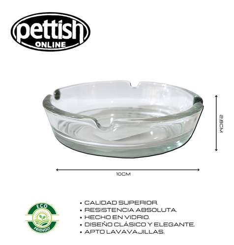 Imagen 2 de 7 de Cenicero Vidrio Redondo 10cm Pettish Online Vc