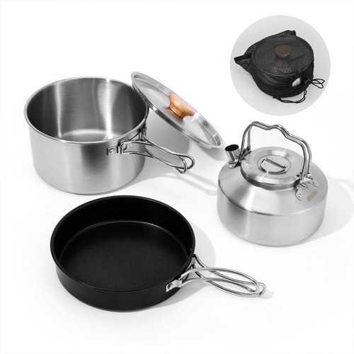 Juego De Utensilios De Cocina Para Acampar, Sartén Con