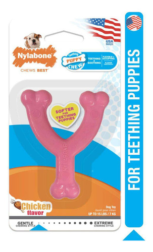 Juguete Hueso Nylabone Rosa Wishbone Puppy Chew, Pollo 7kg