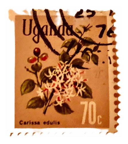 4 Timbres Del País De Uganda Del Continente Africano (Usado)