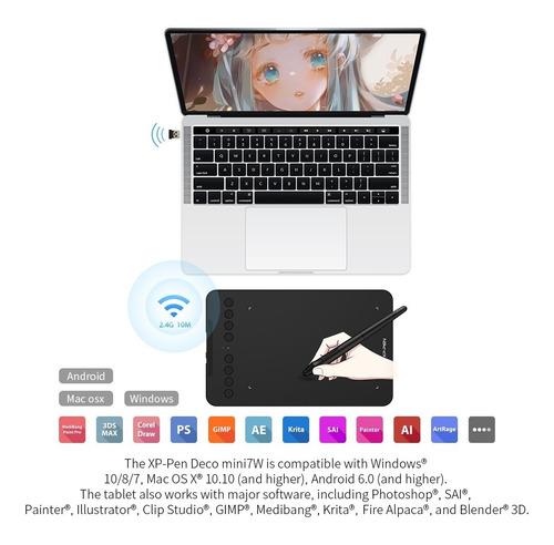 Imagen 4 de 5 de Xppen Deco Mini7w Inálambrica Pro Tableta Digitalizadora
