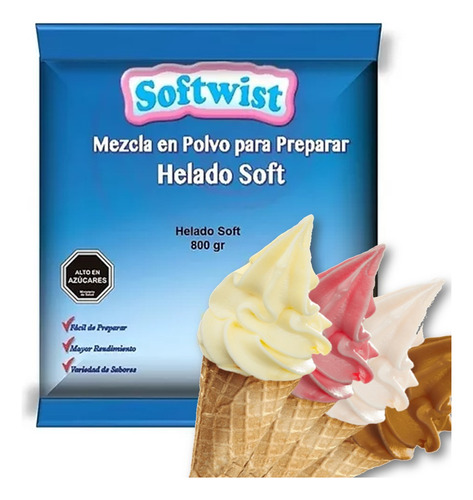 Base Para Helados Soft 6u. (2chocolate-2frutilla-2vainilla)