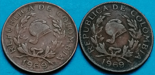 Colombia Variedad 5 Centavos 1969 (fecha Corta Y Larga)