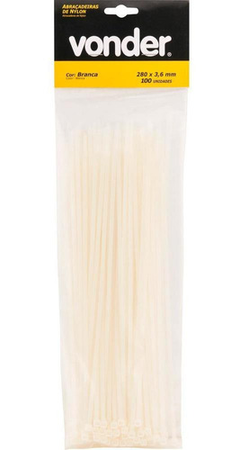 Abraçadeira De Nylon 100x2,5mm Branca Com 20 Peças - Vonder