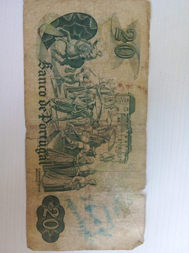 Cédula De Dinheiro Antigo De 20 Escudos Ouro Original (Usado)