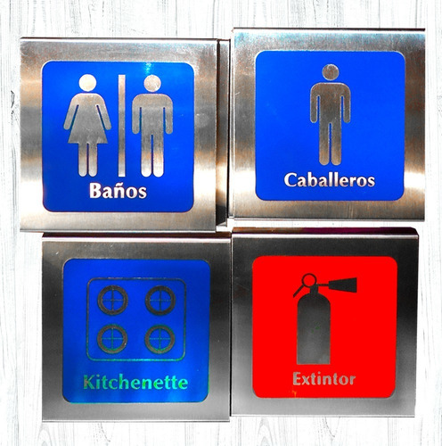 Aviso Señalizacion Para Pasillos Oficinas Baños En Acero