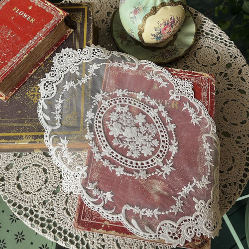 Juego De 2 Manteles Individuales De Encaje De Estilo Francés