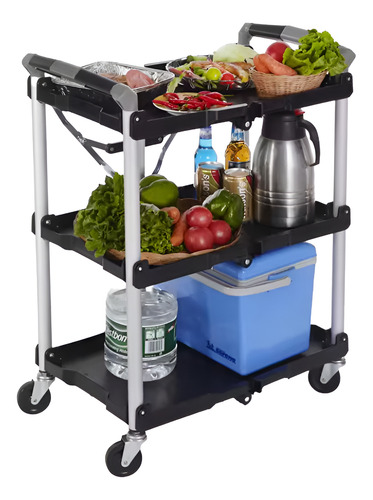 Carrito De Servicio 3 Niveles Con Ruedas Resistente Y Ligero