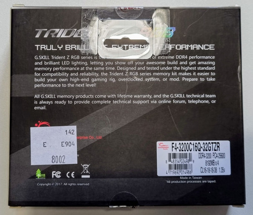 Imagem 2 de 4 de Memória Tridentz Rgb 32gb (4x8gb) 3200mhz F4-3200c16q-32gtzr