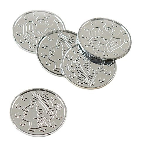 Monedas De Plástico Plateadas Con Relieve, 100 Piezas.