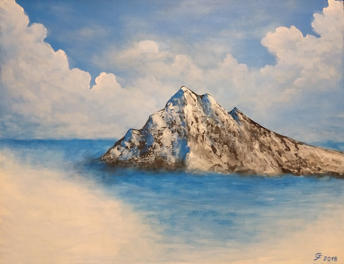 Pintura Cuadro Paisaje Montaña Pintado A Mano Acrilico 