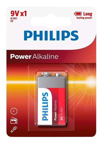 Batería 9v Alcalina Philips 6lr61 Loi