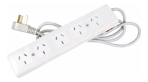 Zapatilla 5 Tomas Multitoma Blanca Con Termica Cable 1 Mt