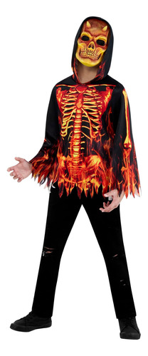 Camisa Y Máscara Con Capucha Y Disfraz De Diablo De Fuego De