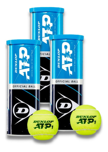 3 Tarros De Pelota De Tenis Dunlop - Atp World Tour X3