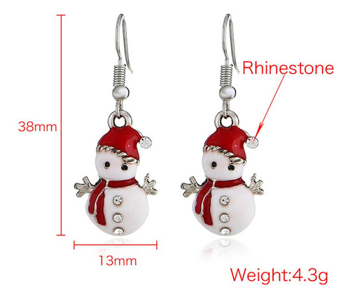 Pendientes Navideños Mujer Niñas Monigote De Nieve