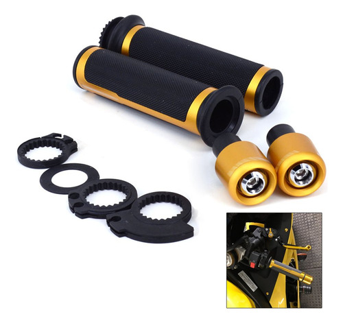 Motorcycle 7/8  Aluminum Rubber Handlebar Grips With Ba...