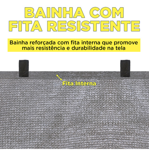 Sombritela Cinza 80% 3x3 Acabamento Bainha Shade Proteção