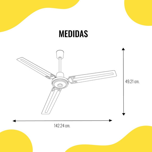 Ventilador de techo Masterfan Prometheus blanco con 3 aspas de metal, 56" de diámetro 127 V