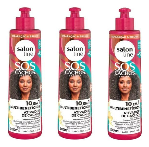 Ativador De Cachos Salon Line 300ml Sos +poderosos-kit C/3un