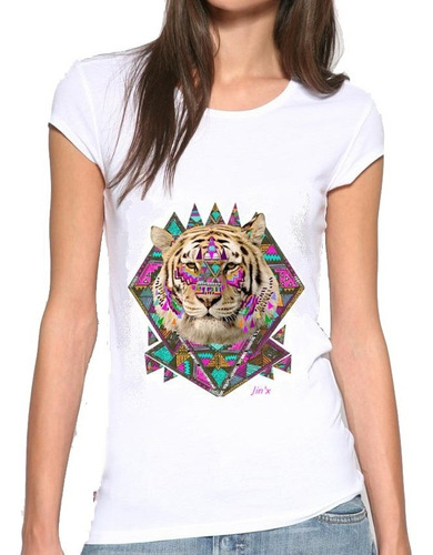 Playera Camiseta Tigre Tribal Indigena Colores Bengala Unisx