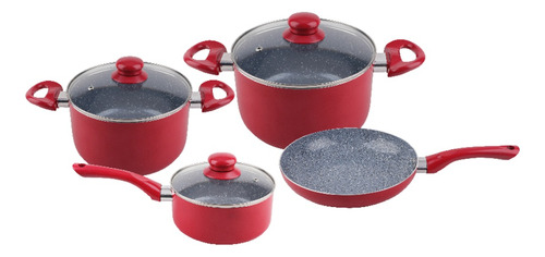 Juego De Bateria Cuori 7 Piezas Fragola Ceramica Fama Color Rojo