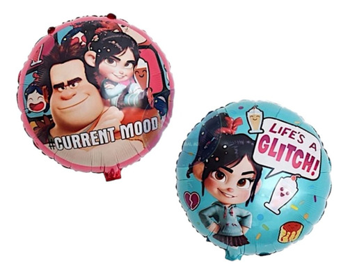 Set 5 Globos Vanellope Ralph El Demoledor Decoración Globo Rosa Vanellope