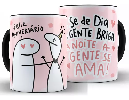 Caneca De Aniversario Flork Meme 325 Ml De Porcelana Com Caixinha