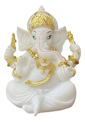 Estatua De Resina De Elefante Ganesha Buda, Blanco