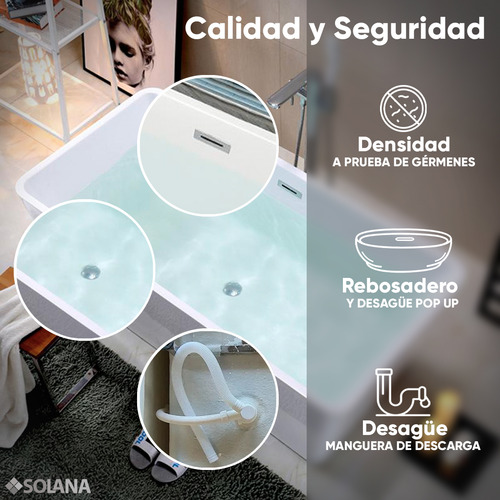 Solana Kit Tina De Baño Rectangular De Acrílico Slim 170x80x60 Cm + Grifo Independiente Monomando Gold Rose / Bañera Rectangular Blanco Alto Brillo Kit Completo Blanco/goldrose Para Cuarto De Baño
