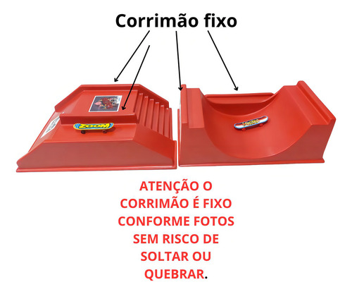 2 Pista Skate Dedo Rampa Half Glasslite Corrimão Fixo Escada