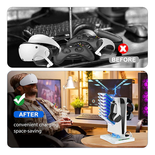 Estación De Carga Para Ps Vr2 Ps5 Con Ventilador De Refriger