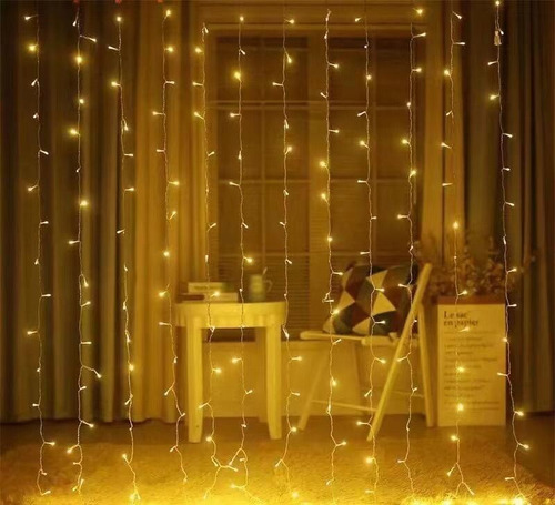 Imagen 2 de 8 de Luces Led Cortina 3x3 Cálido O Blanco Decoración Eventos