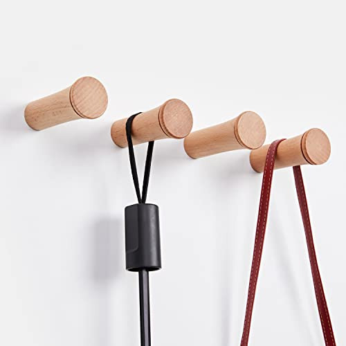 Wall Hooks Rack, Wooden Coat Hooks Wall Mounted, Entryw...