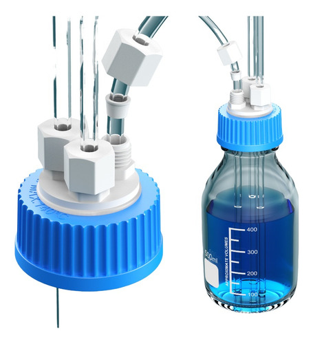 Tapa De Botella De Muestra Gl45 Con 3 Puertos Para Tubo De 1