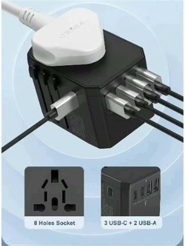 ¡ Adaptador Universal De Viaje 4 En 1 Con 1 Tipo C Y 3 Usb