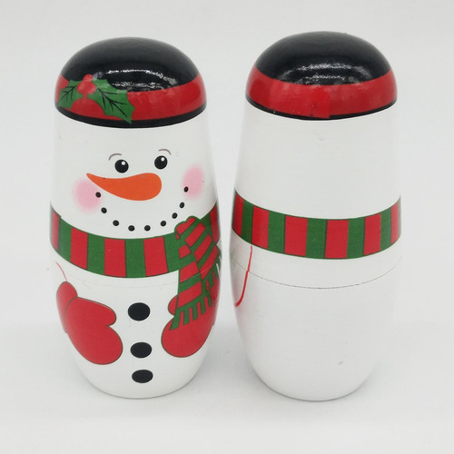 5 Piezas Muñeco De Nieve Miniatura De Madera Matryoshka