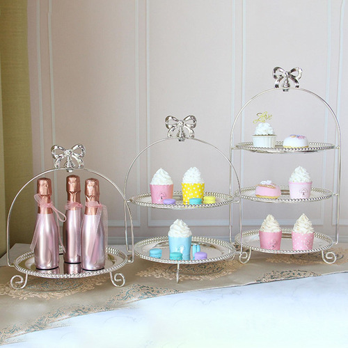 Soporte For Postres Plateado De Tres Niveles