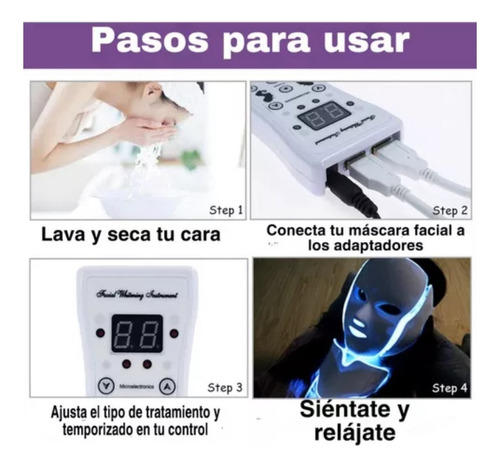 . Máscara Facial Led Therapy Elimina Acne/rugas Cuidados
