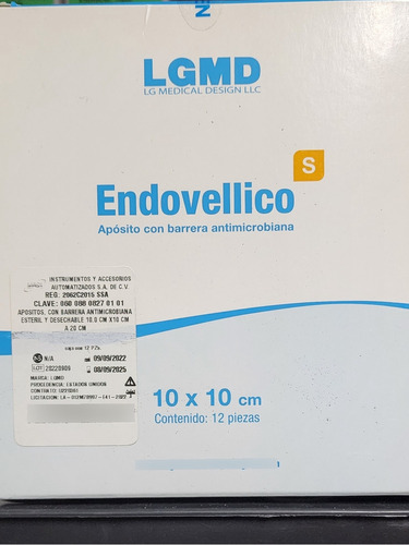 Aposito Antimicrobiano Endovellico 10 X 10 Cm  Con 12 Pz