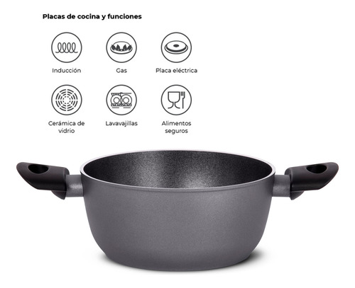 Cacerola Olla De Aluminio Reforzado Tvs Origine Antiadherente 20cm 2.8 Lts Apto Inducción Fabricación Italiana