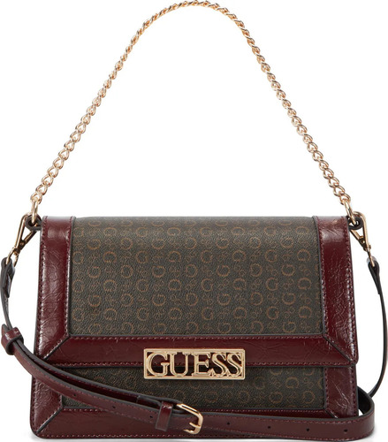 Bolsa Guess Coralie Con Cadena Crossbody Mujer Cuero Acabado De Los Herrajes Oro Color Natural/multi Correa De Hombro Rosa Diseño De La Tela Monogram