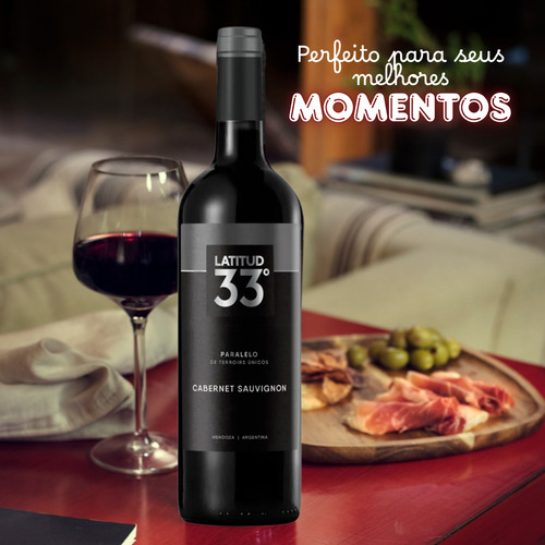 Vinho Tinto Latitud 33º Cabernet Sauvignon 750ml Kit 12