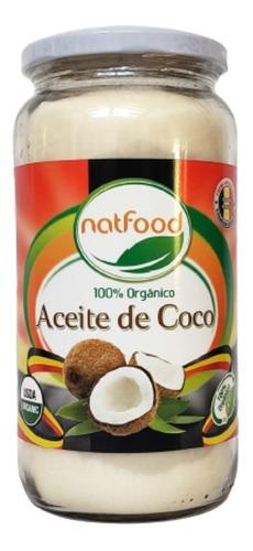 Aceite De Coco 100% Organico Natfood 1 Litro Extra Virgen 