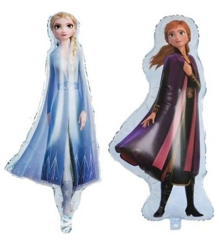 Pack 2 Globos Metalizados Frozen Elsa Y Ana Chicos 35cm